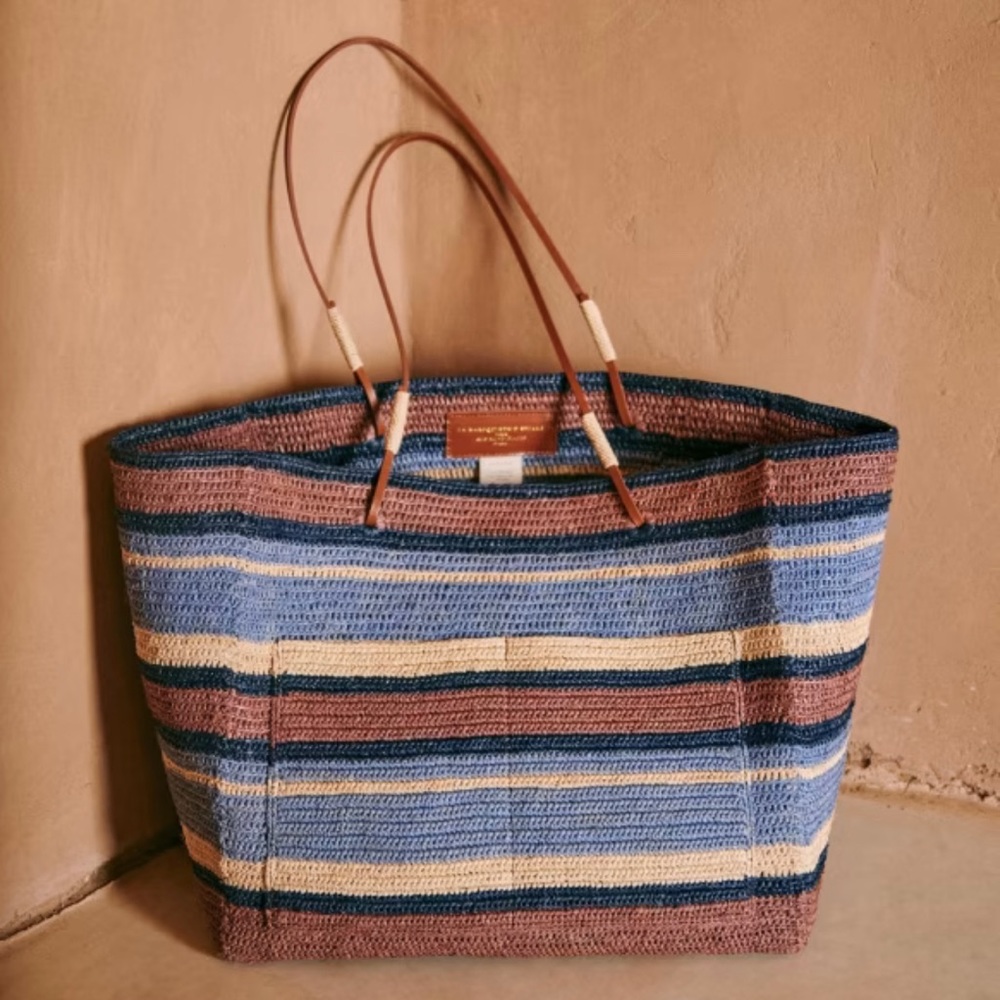 New Sezane Gaby Weave Bag Blue Multicolored